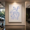 Blue Continuous Line Jungle Animals Wall Art - Image 5